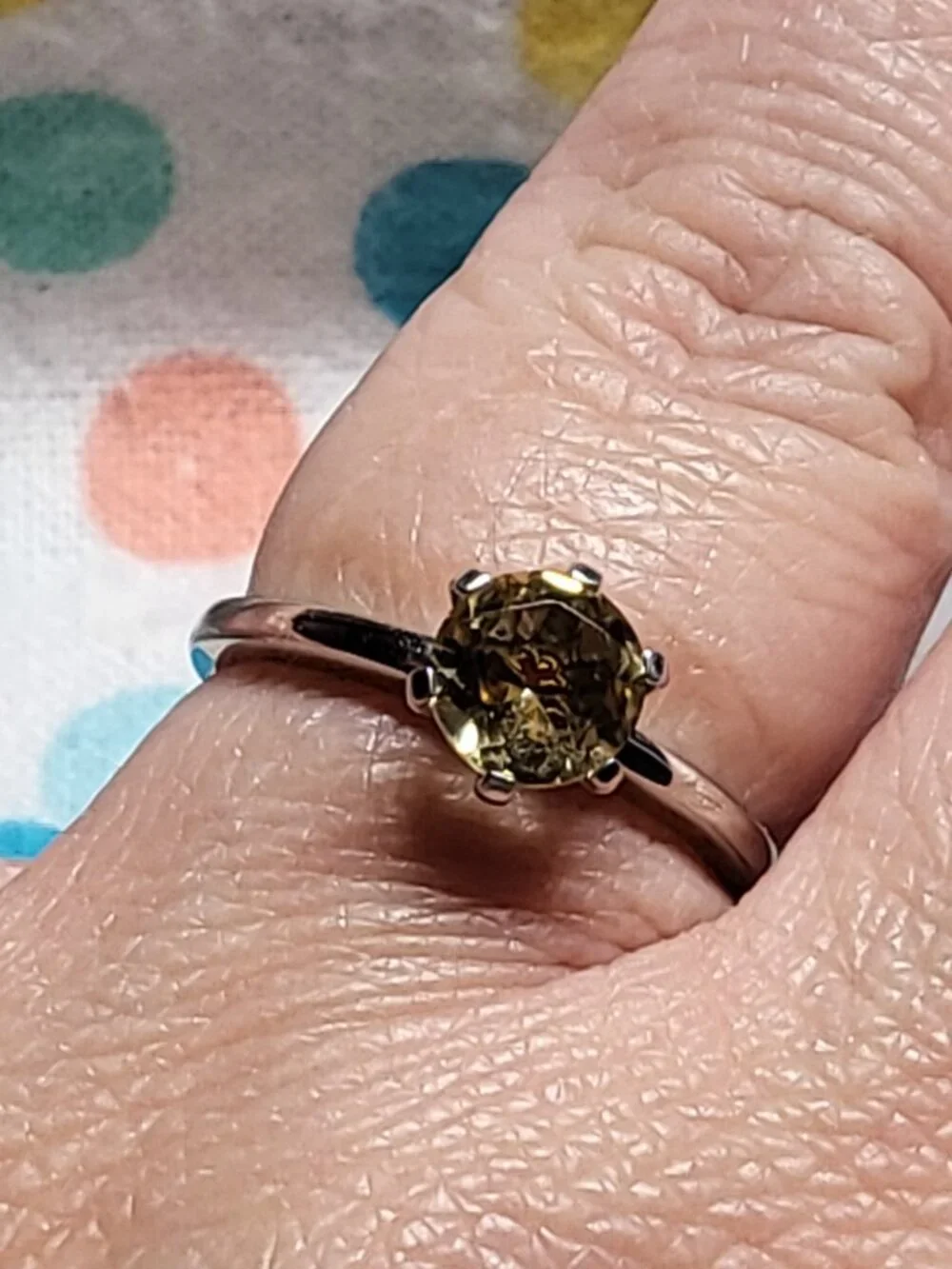Vintage Thai Sterling Silver Citrine Solitaire Ring